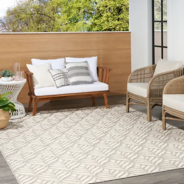 Outdoor Rugs-Kirkland's Home Aloha Ivory Botanical Indoor/Outdoor Area Rug, 6X9 Ivory/Gray