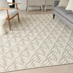 Outdoor Rugs-Kirkland's Home Aloha Ivory Botanical Indoor/Outdoor Area Rug, 6X9 Ivory/Gray