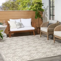 Outdoor Rugs-Kirkland's Home Aloha Ivory Geometric Indoor/Outdoor Area Rug, 3X5 Ivory/Gray