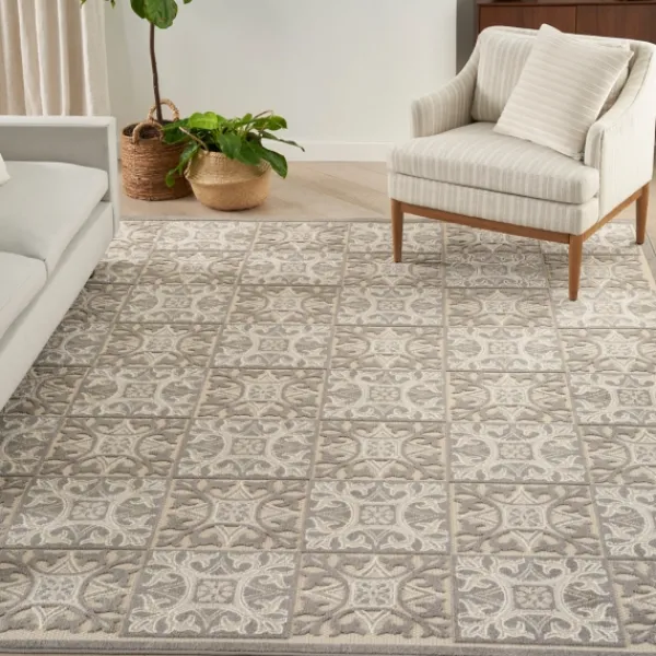 Outdoor Rugs-Kirkland's Home Aloha Ivory Geometric Indoor/Outdoor Area Rug, 3X5 Ivory/Gray