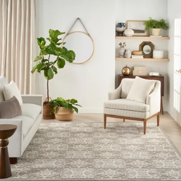 Outdoor Rugs-Kirkland's Home Aloha Ivory Geometric Indoor/Outdoor Area Rug, 5X7 Ivory/Gray