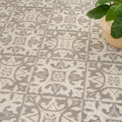 Outdoor Rugs-Kirkland's Home Aloha Ivory Geometric Indoor/Outdoor Rug, 7X10 Ivory/Gray