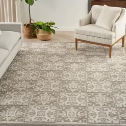 Outdoor Rugs-Kirkland's Home Aloha Ivory Geometric Indoor/Outdoor Area Rug, 6X9 Ivory/Gray