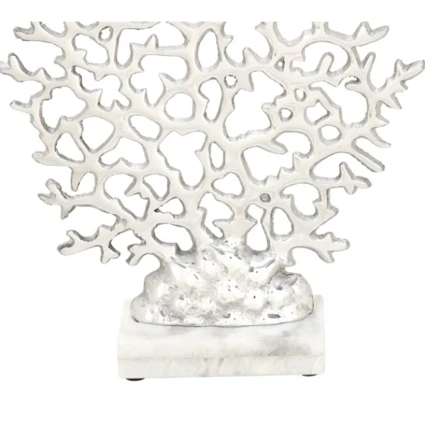 Statues & Figurines-Kirkland's Home Aluminum And Marble Coral Statuary Silver