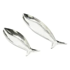 Decorative Trays-Kirkland's Home Aluminum Metallic Fish Trays, Set Of 2 Silver