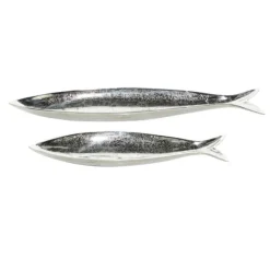 Decorative Trays-Kirkland's Home Aluminum Metallic Fish Trays, Set Of 2 Silver