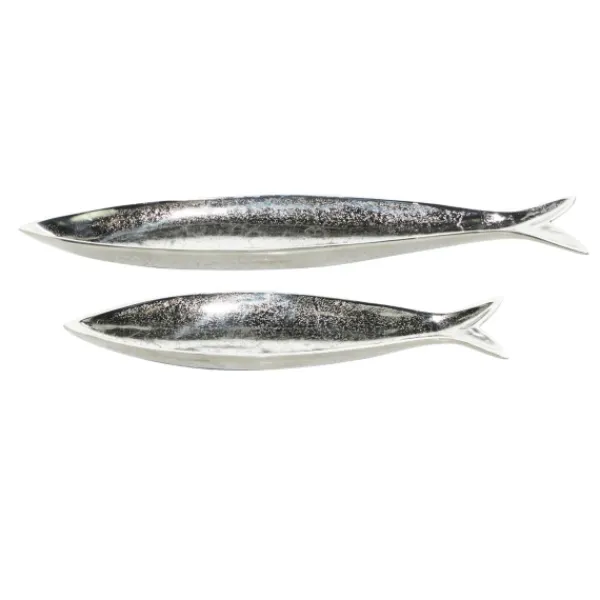 Decorative Trays-Kirkland's Home Aluminum Metallic Fish Trays, Set Of 2 Silver