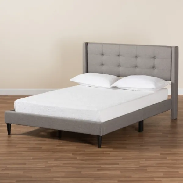 Beds & Headboards-Kirkland's Home Amala Button Tufted Queen Bed Frame Gray