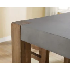 Dining Tables-Kirkland's Home Amber Wood Faux Concrete Top Dining Table Brown