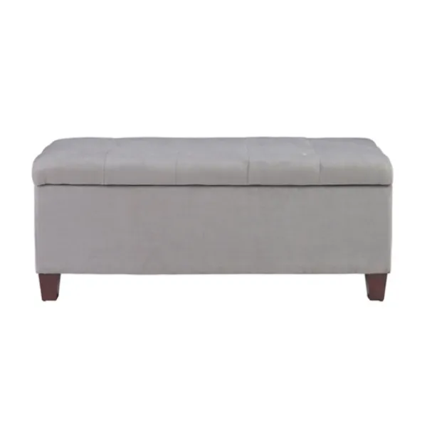 Entryway Furniture-Kirkland's Home Amelia Tufted Shoe Storage Ottoman Bench Gray
