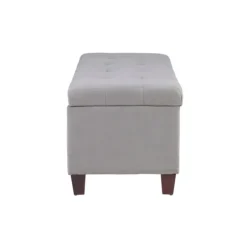 Entryway Furniture-Kirkland's Home Amelia Tufted Shoe Storage Ottoman Bench Gray