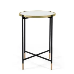 Accent & End Tables-Kirkland's Home Anastasia Mirrored Metal Accent Tables, Set Of 3 Black