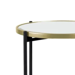Accent & End Tables-Kirkland's Home Anastasia Mirrored Metal Accent Tables, Set Of 3 Black