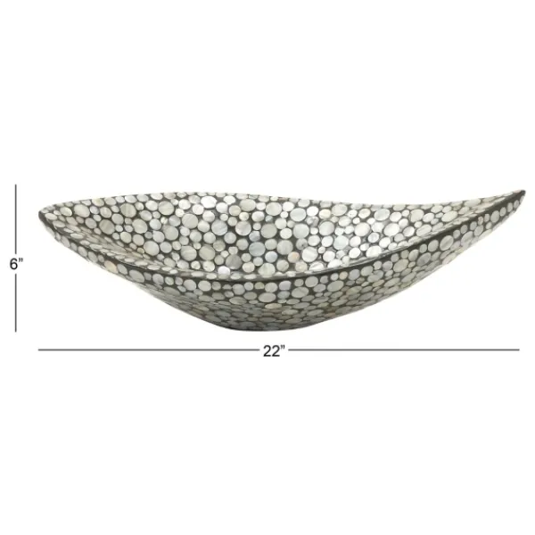 Decorative Trays-Kirkland's Home And Beige Mussel Shell Mother Of Pearl Tray Gray