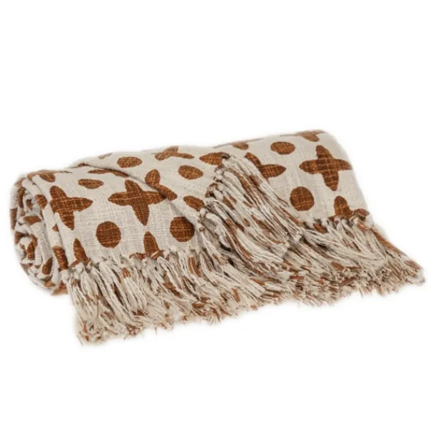 Blankets & Throws-Kirkland's Home And Beige Patterned Fringe Throw Brown