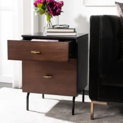 Nightstands-Kirkland's Home And Black 2-Drawer Nightstand Brown
