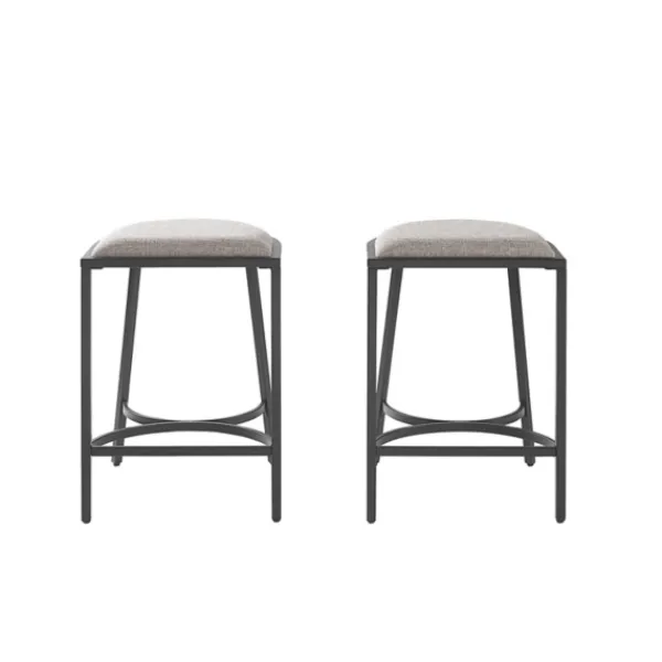 Bar Stools & Counter Height Stools-Kirkland's Home And Black Metal Counter Stools, Set Of 2 Gray