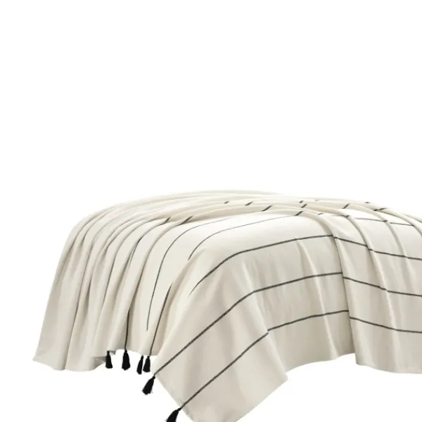 Bedspreads & Coverlets-Kirkland's Home And Black Striped King Coverlet Ivory