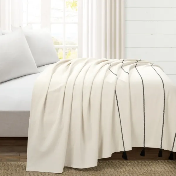 Bedspreads & Coverlets-Kirkland's Home And Black Striped King Coverlet Ivory