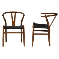 Dining Chairs-Kirkland's Home And Black Wishbone Dining Chairs, Set Of 2 Brown