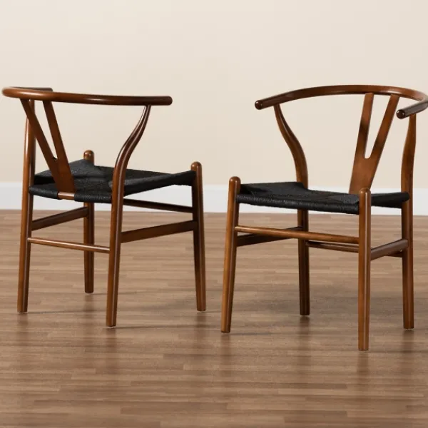 Dining Chairs-Kirkland's Home And Black Wishbone Dining Chairs, Set Of 2 Brown