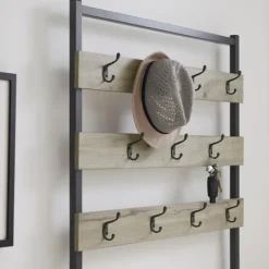 Entryway Furniture-Kirkland's Home And Black Wood Bench Hall Tree Gray