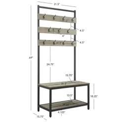 Entryway Furniture-Kirkland's Home And Black Wood Bench Hall Tree Gray