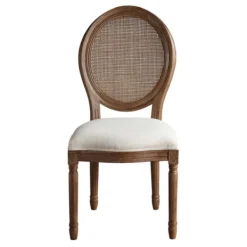 Dining Chairs-Kirkland's Home And Brown Cane Oval Back Dining Chair Ivory