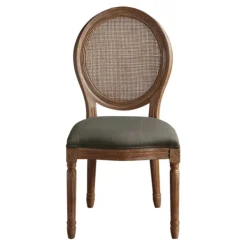 Dining Chairs-Kirkland's Home And Brown Cane Oval Back Dining Chair Gray