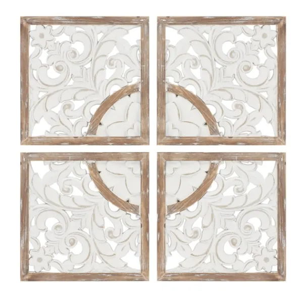 Wall Plaques-Kirkland's Home And Brown 4-Pc. Medallion Plaque White