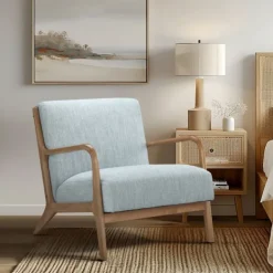 Accent Chairs-Kirkland's Home And Elm Wood Mid-Century Modern Armchair Gray