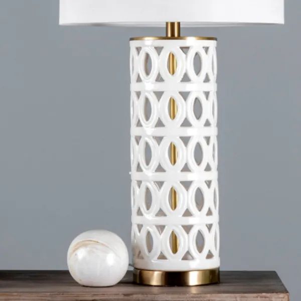 Table Lamps-Kirkland's Home And Gold Cut-Out Ovals Table Lamp White