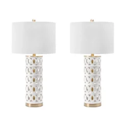 Table Lamps-Kirkland's Home And Gold Cut-Out Ovals Table Lamp White
