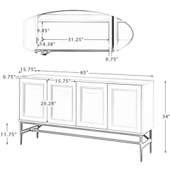 Cabinets & Sideboards-Kirkland's Home And Gold 4-Door Sideboard White
