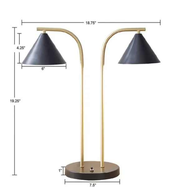 Table Lamps-Kirkland's Home And Gold Double Shade Table Lamp Black