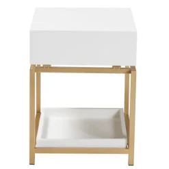 Nightstands-Kirkland's Home And Gold 1-Drawer Nightstand White