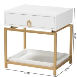 Nightstands-Kirkland's Home And Gold 1-Drawer Nightstand White
