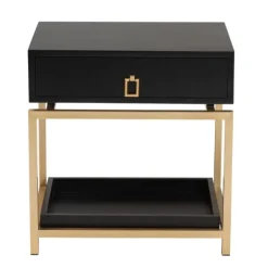 Nightstands-Kirkland's Home And Gold 1-Drawer Nightstand Black