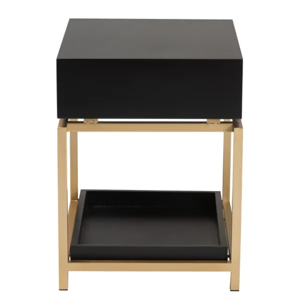 Nightstands-Kirkland's Home And Gold 1-Drawer Nightstand Black