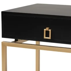 Nightstands-Kirkland's Home And Gold 1-Drawer Nightstand Black