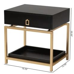 Nightstands-Kirkland's Home And Gold 1-Drawer Nightstand Black