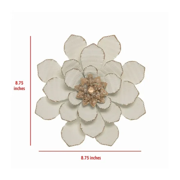 Wall Plaques-Kirkland's Home And Gold Metal Flower Small Wall Plaque White