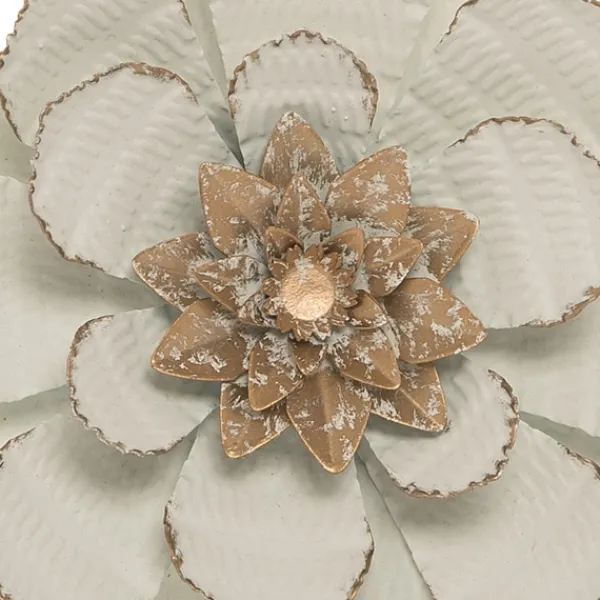 Wall Plaques-Kirkland's Home And Gold Metal Flower Small Wall Plaque White