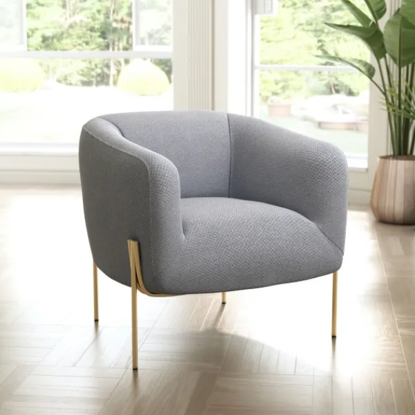 Accent Chairs-Kirkland's Home And Gold Rounded Back Accent Chair Gray