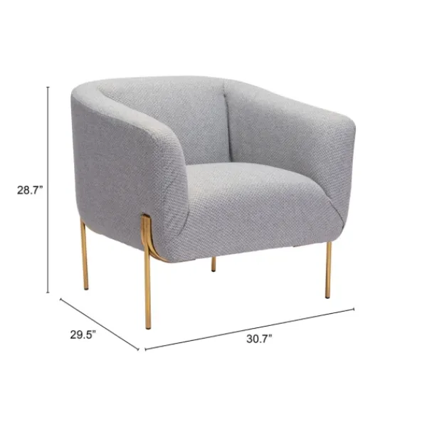 Accent Chairs-Kirkland's Home And Gold Rounded Back Accent Chair Gray