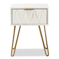 Accent & End Tables-Kirkland's Home And Gold Single Drawer Accent Table White