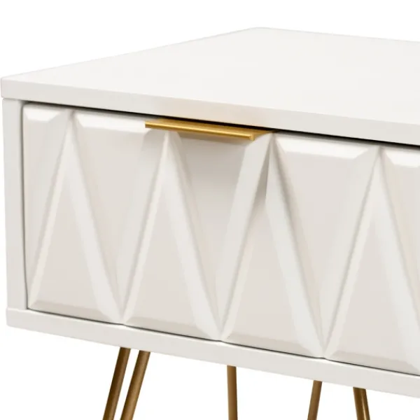 Accent & End Tables-Kirkland's Home And Gold Single Drawer Accent Table White