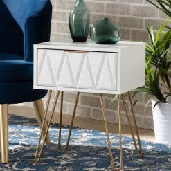 Accent & End Tables-Kirkland's Home And Gold Single Drawer Accent Table White