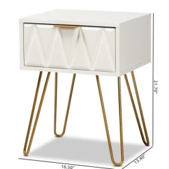 Accent & End Tables-Kirkland's Home And Gold Single Drawer Accent Table White