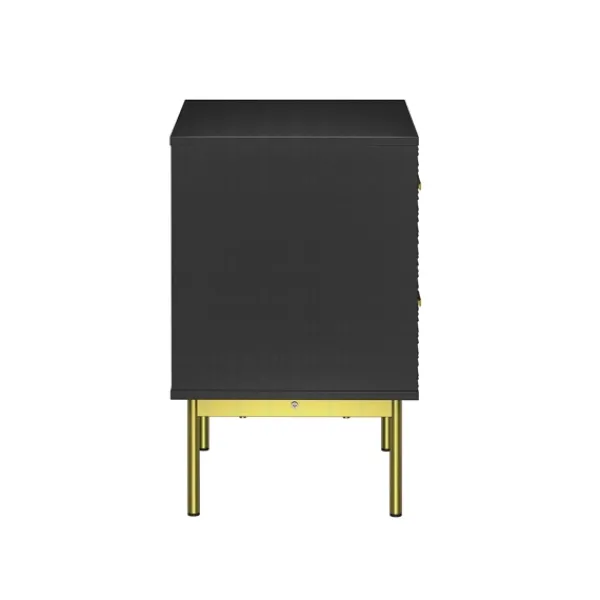 Nightstands-Kirkland's Home And Gold Wave Nightstand Black
